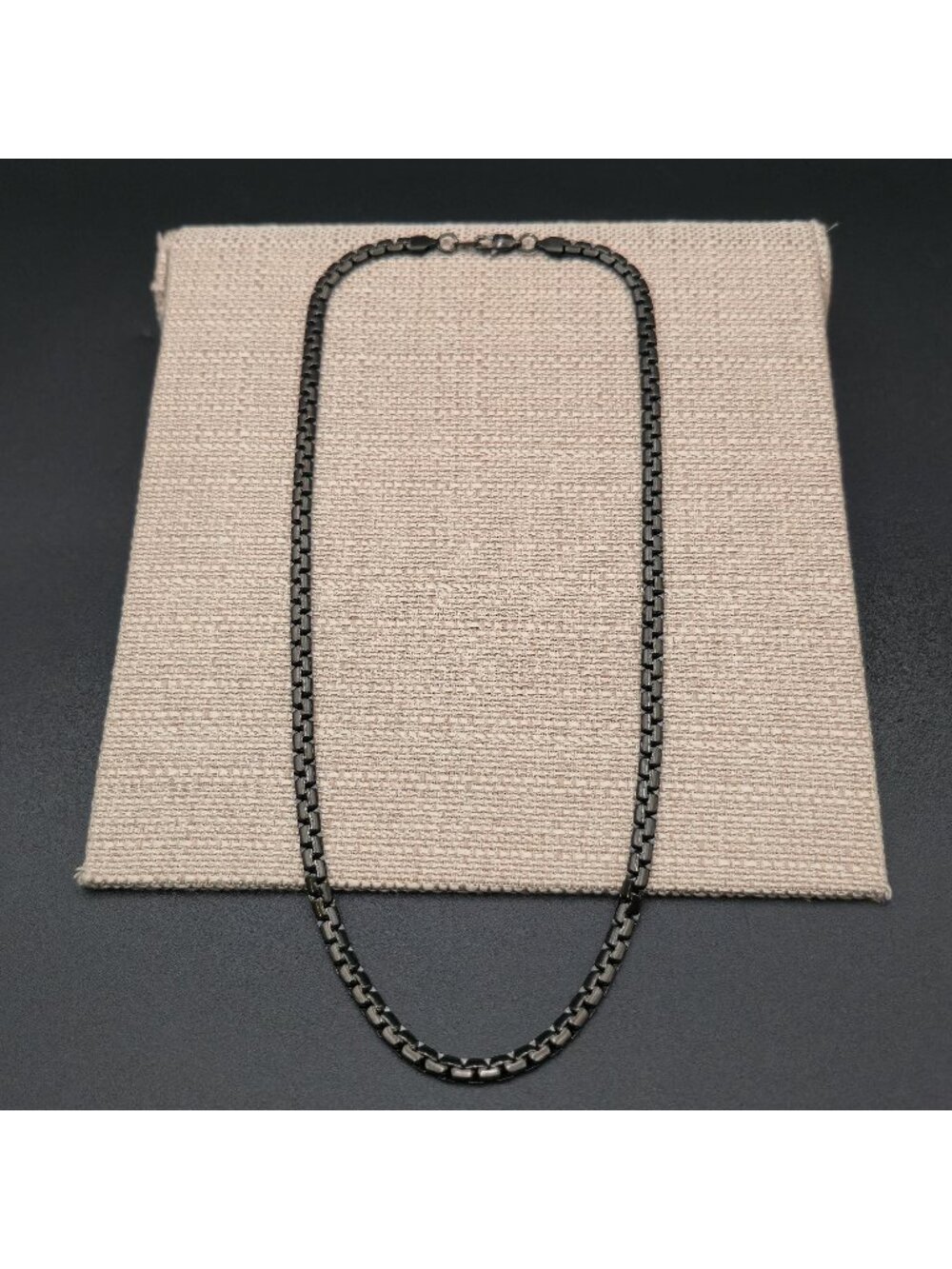 24 Inch Black 316L Stainless Steel Byzantine Box Chain Necklace for Men B1545